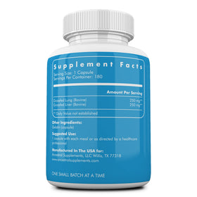 Ancestral Supplements Complément Alimentaire Poumon de Boeuf 180 Capsules - étiquette