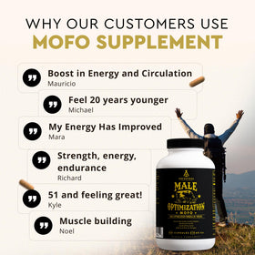 Ancestral Supplements Mofo Complément Alimentaire capsules à côté d'un verre d'eau