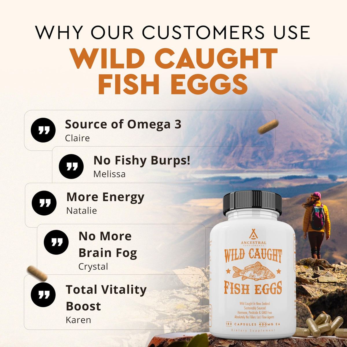 Ancestral Supplements Œufs de Poisson Sauvage, mise en situation