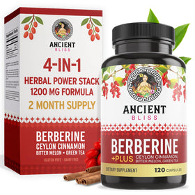 Ancient Bliss Berberine HCL 1200mg capsules front view