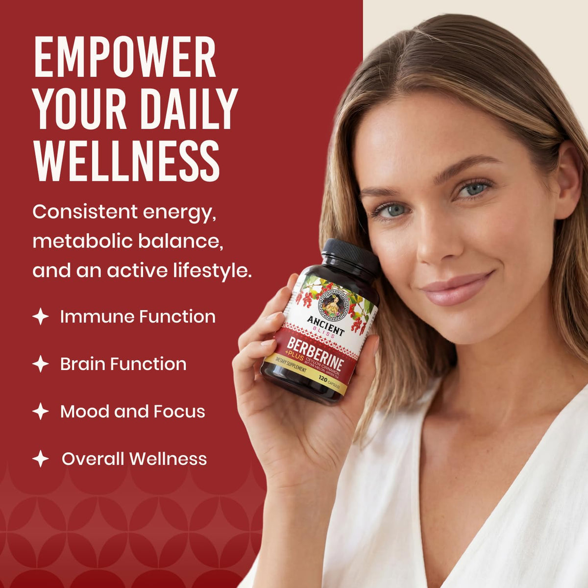 Ancient Bliss Berberine HCL capsules with cinnamon sticks