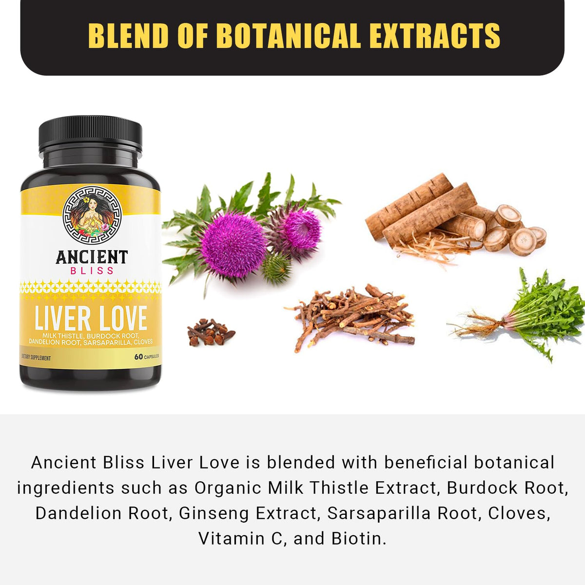 Ancient Bliss Chardon-Marie capsules sur fond blanc