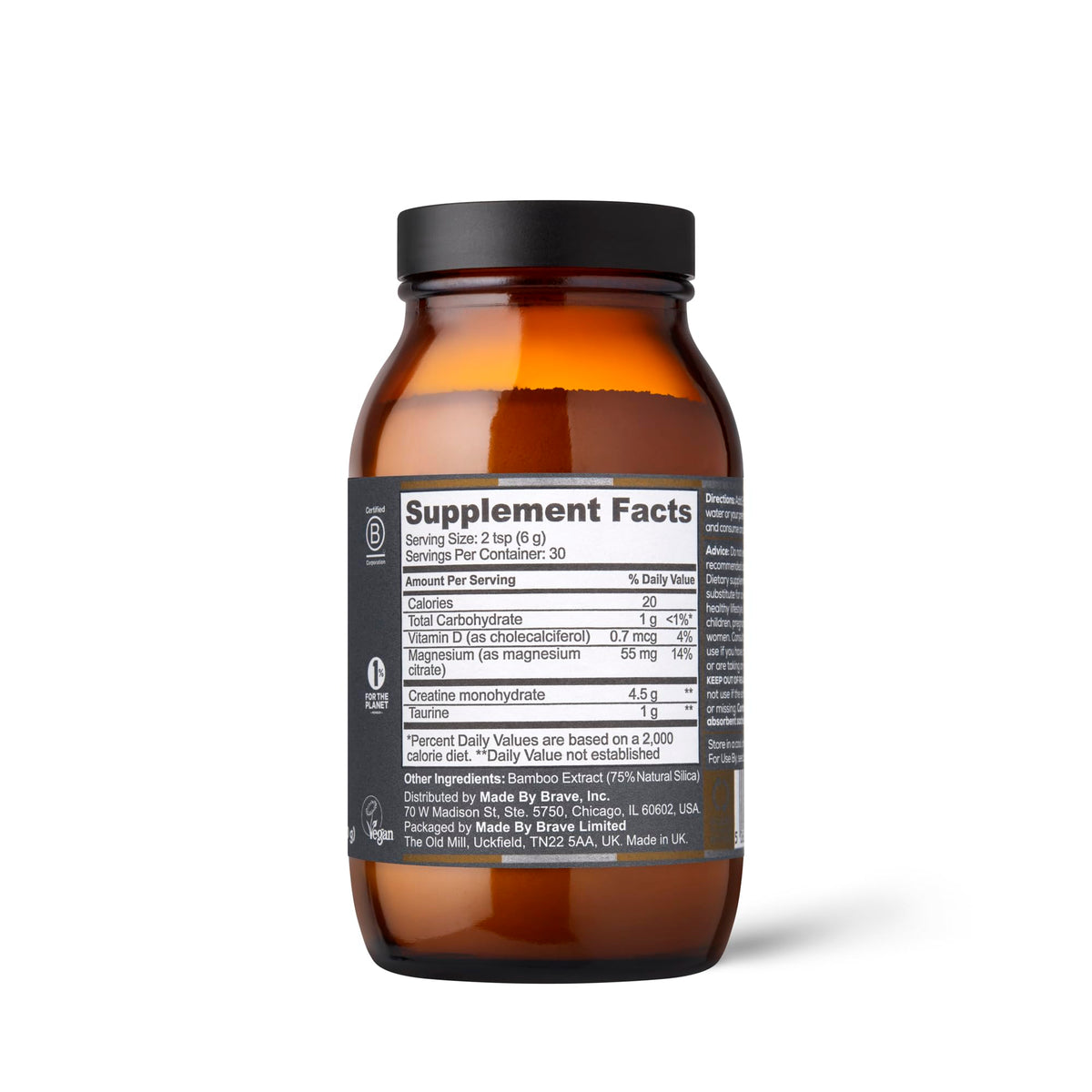 Ancient + Brave Poudre de Créatine 180g en utilisation dans une routine