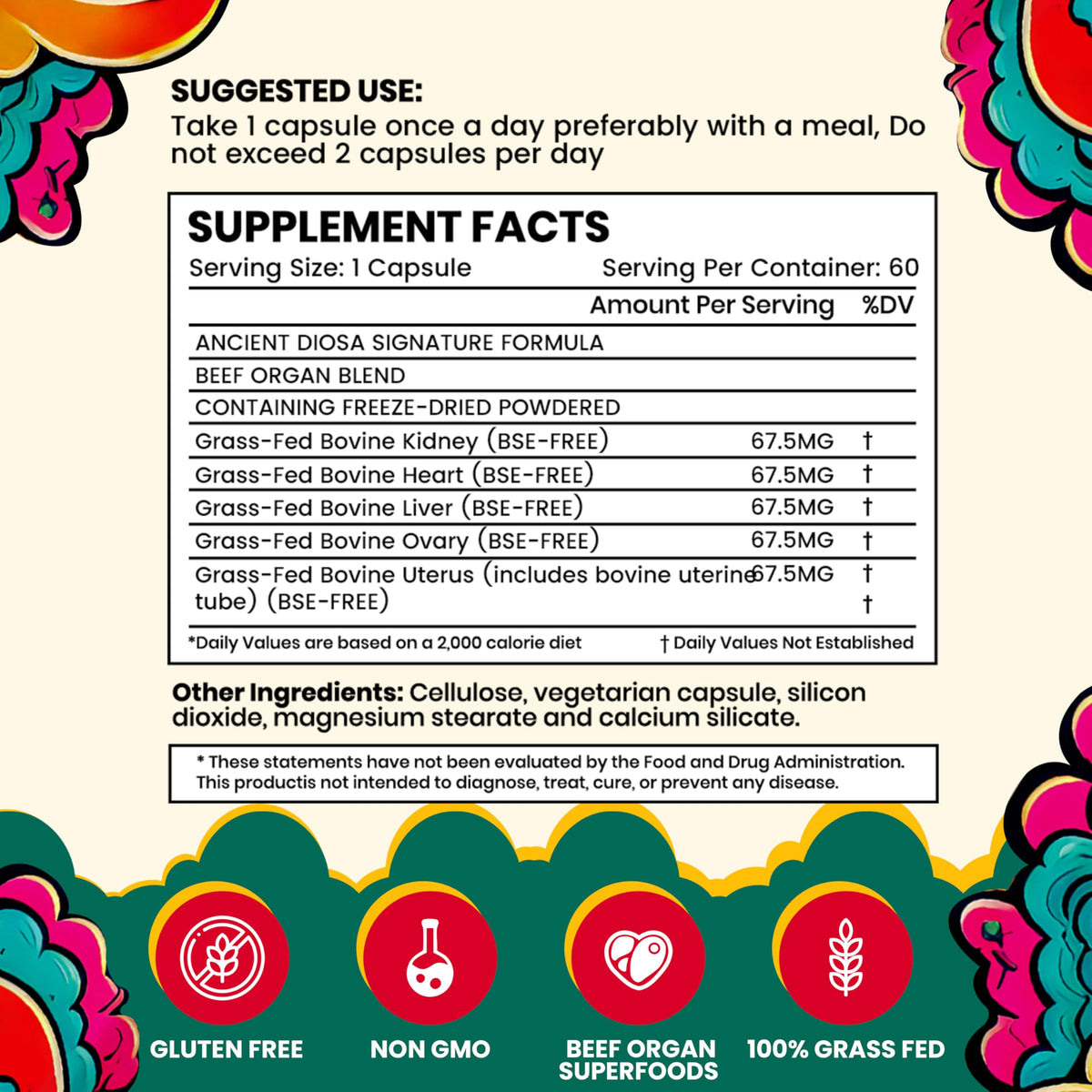 ANCIENT DIOSA Complément Alimentaire Foie de Boeuf 338mg - vue arrière