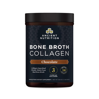 Ancient Nutrition Collagène Peptides de Bouillon d'Os Chocolat 640g vue avant