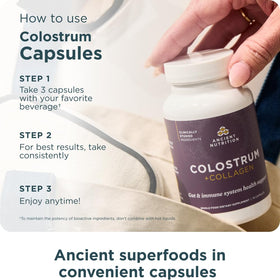 Ancient Nutrition Colostrum Bovin + Collagène capsules ouvertes