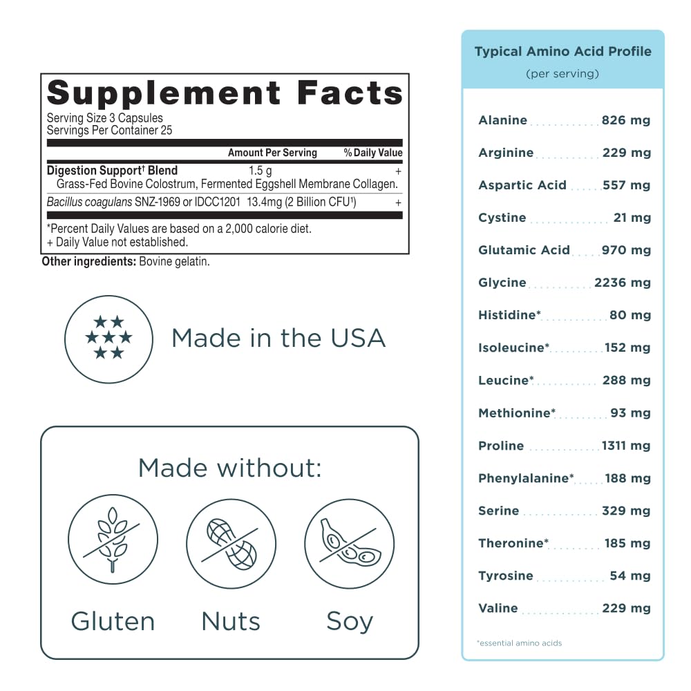 Ancient Nutrition Colostrum Bovin + Collagène capsules vue arrière