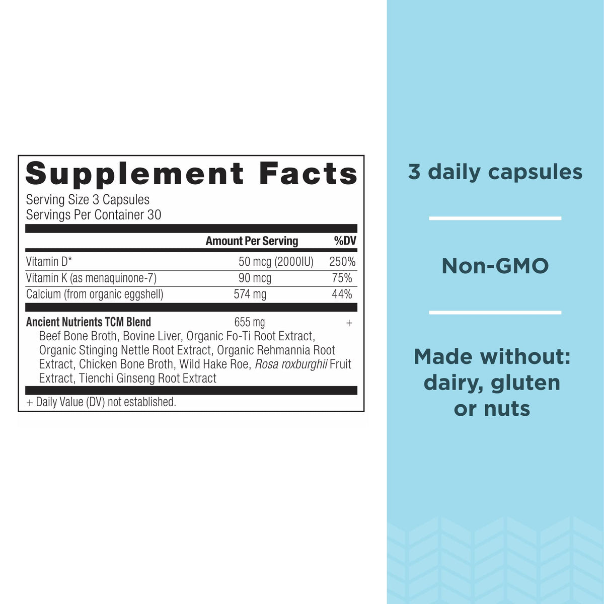 Ancient Nutrition Complément Alimentaire Calcium 118g - vue arrière