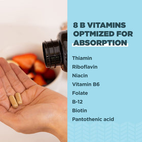 Ancient Nutrition Complexe de Vitamines B Méthylées 70g capsules ouvertes