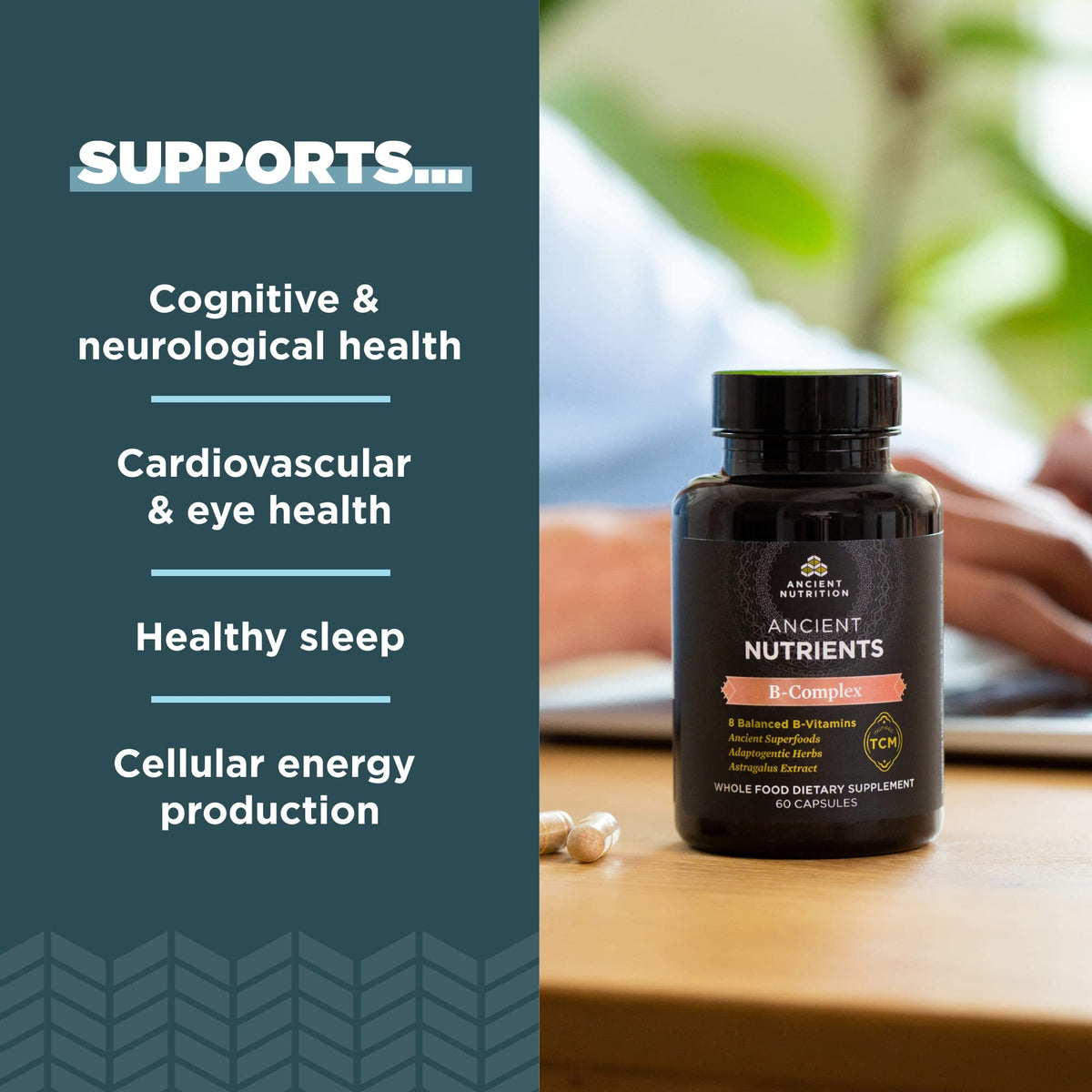 Ancient Nutrition Complexe de Vitamines B Méthylées 70g côté