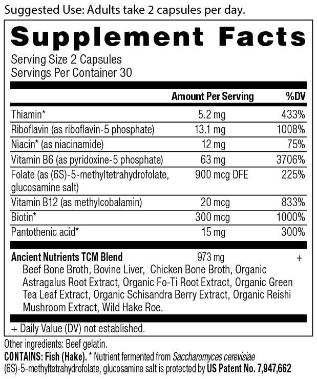 Ancient Nutrition Complexe de Vitamines B Méthylées 70g vue arrière