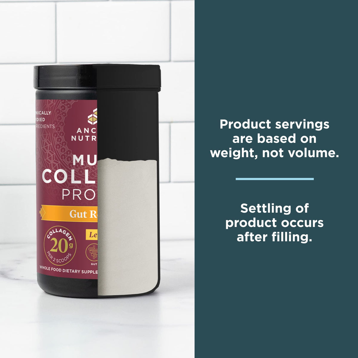 Ancient Nutrition Gut Restore Multi Collagen Protein 308g back view