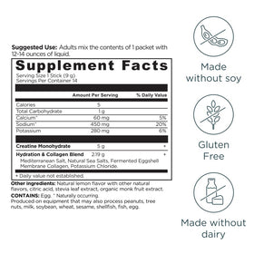 Ancient Nutrition Monohydrate de Créatine 5g au citron avec une cuillère