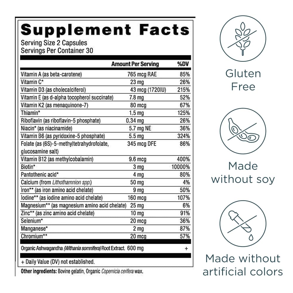 Ancient Nutrition Multivitamine Femme 50+ 150g arrière avec ingrédients