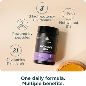 Ancient Nutrition Multivitamine Femme 50+ 150g côté avec étiquette