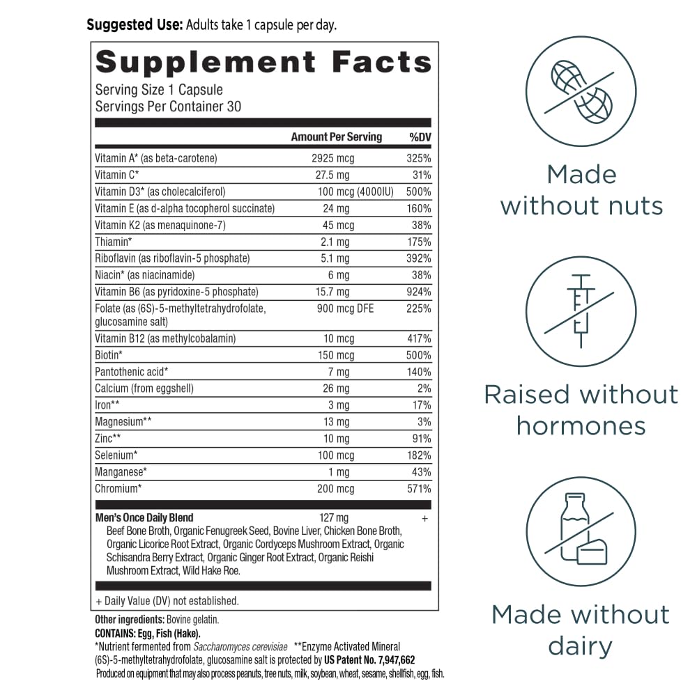 Ancient Nutrition Multivitamine Homme 30 capsules ingrédients