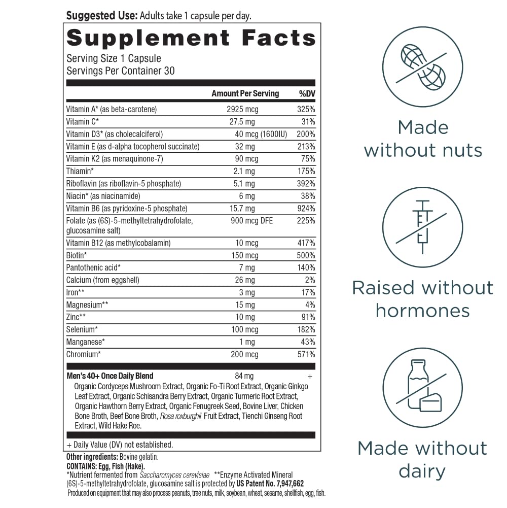 Ancient Nutrition Multivitamine Methylé pour Hommes 40+ capsules