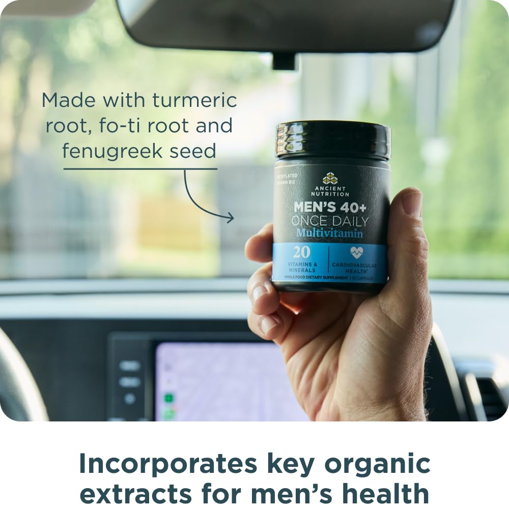 Ancient Nutrition Multivitamine Methylé pour Hommes 40+ étiquette