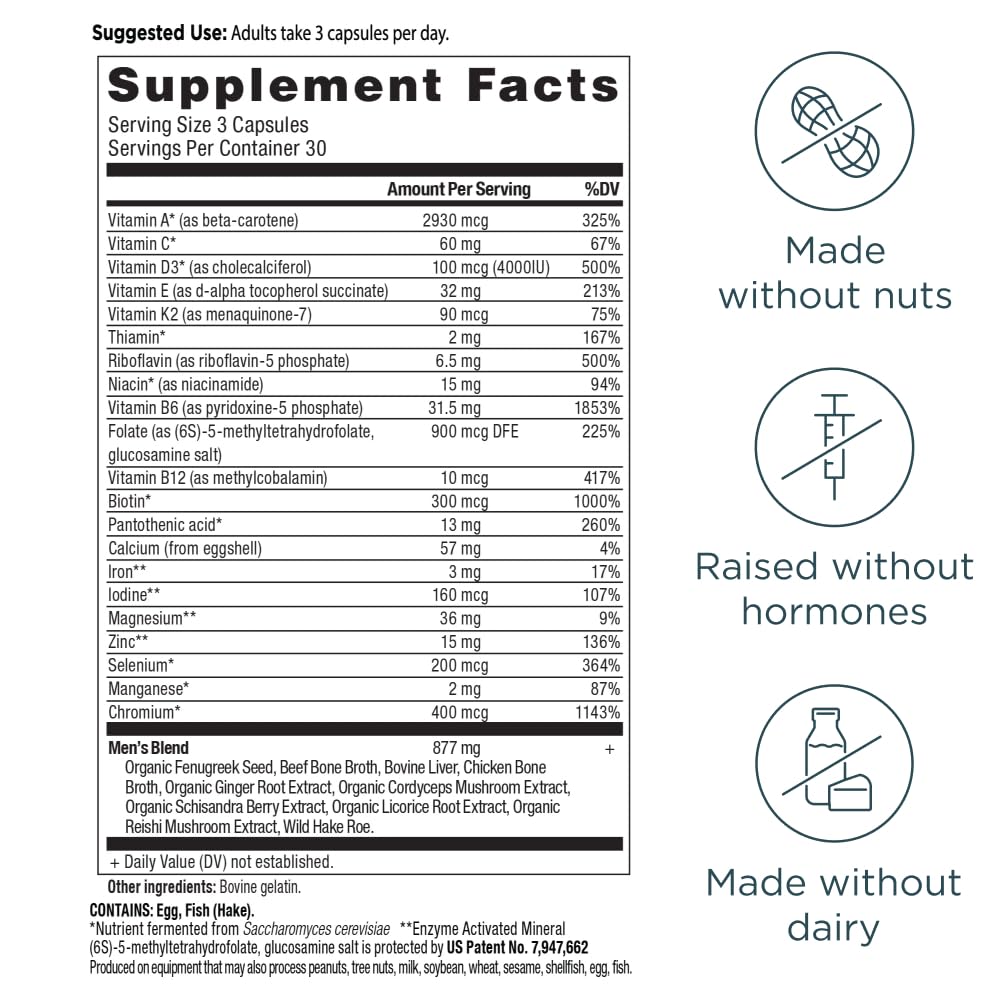 Ancient Nutrition Multivitamine Methylé pour Hommes - étiquette du produit