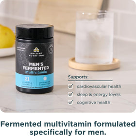 Ancient Nutrition Multivitamine Methylée Fermentée pour Hommes, contenant ouvert