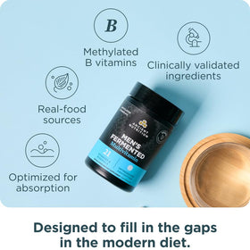 Ancient Nutrition Multivitamine Methylée Fermentée pour Hommes, étiquette avec ingrédients