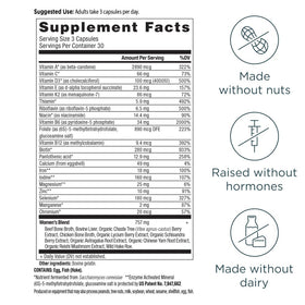 Ancient Nutrition Multivitamine Methylée pour Femmes 100g capsules dans un verre