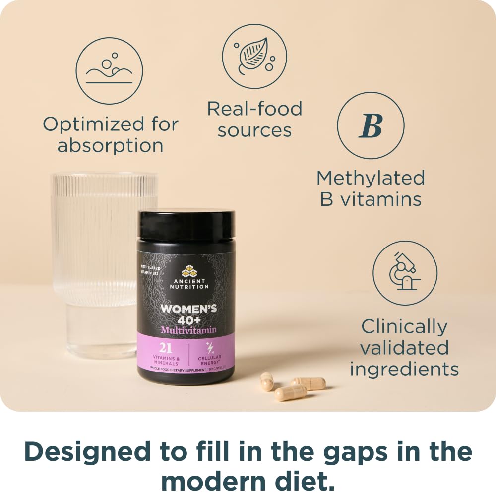 Ancient Nutrition Multivitamine Methylée pour Femmes 40+ emballage