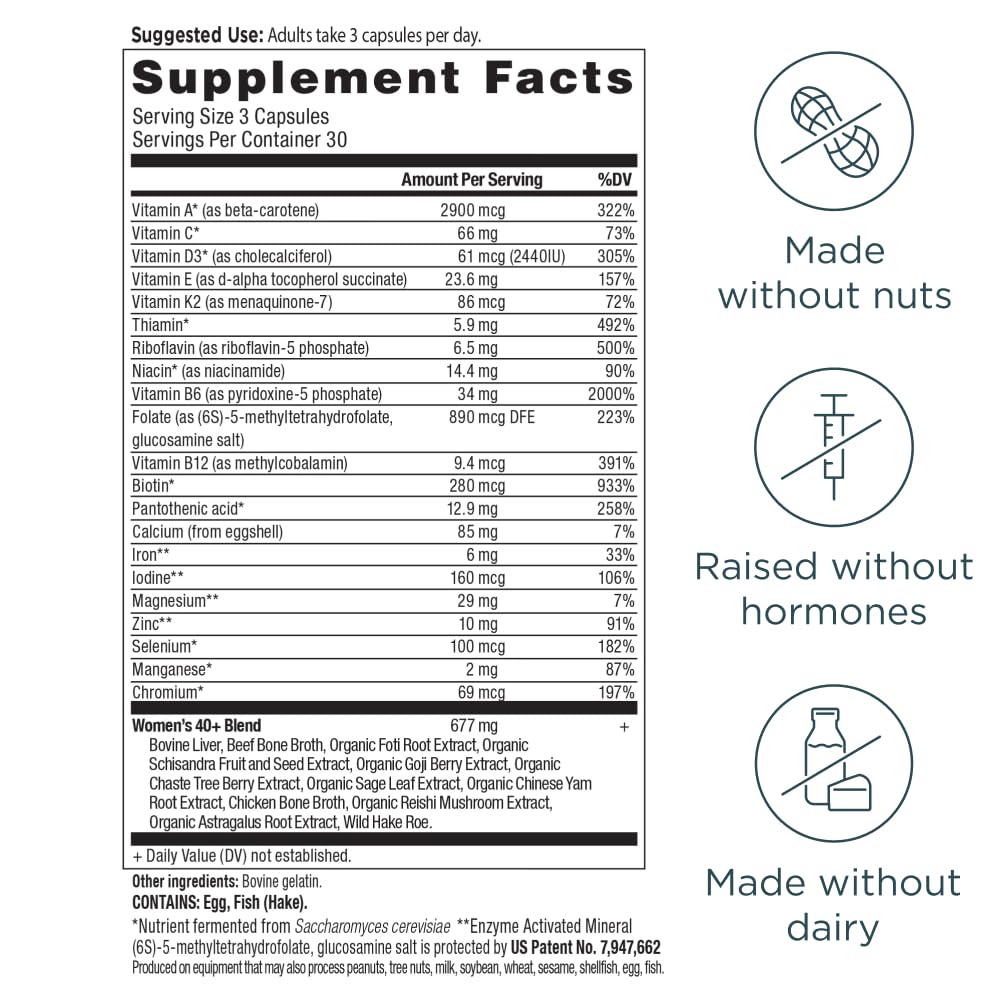 Ancient Nutrition Multivitamine Methylée pour Femmes 40+ ingrédients