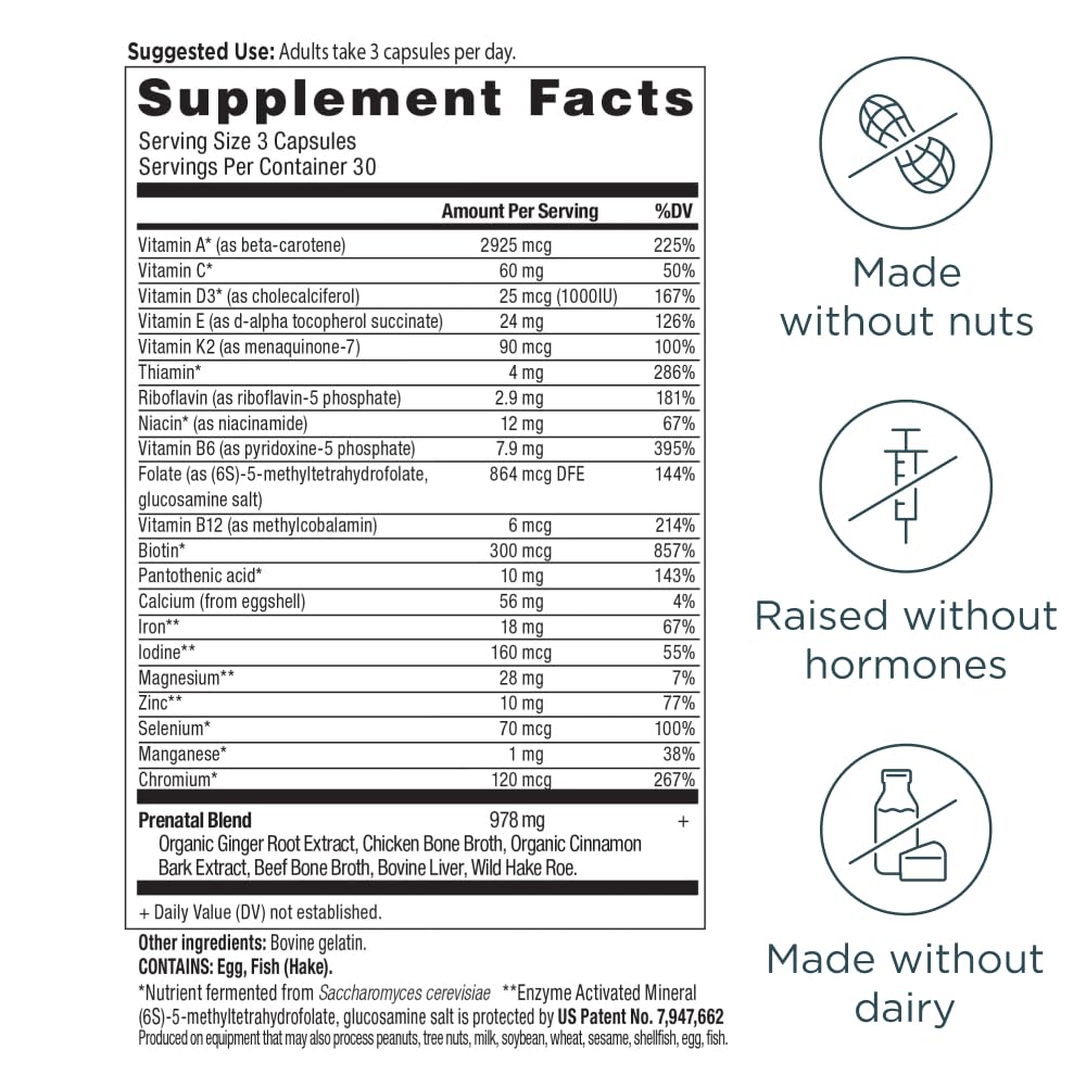 Ancient Nutrition Multivitamine Prénatale Methylée 100g côtés