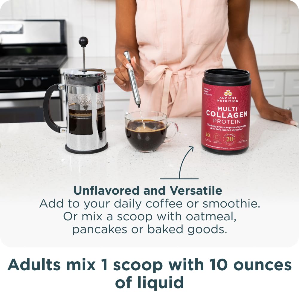 Ancient Nutrition Poudre de Collagène Multi Hydrolysé 499g ajoutée à un smoothie