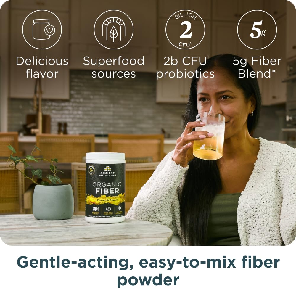 Ancient Nutrition Poudre de Fibre Acacia Bio 458g Ananas Mangue en préparation