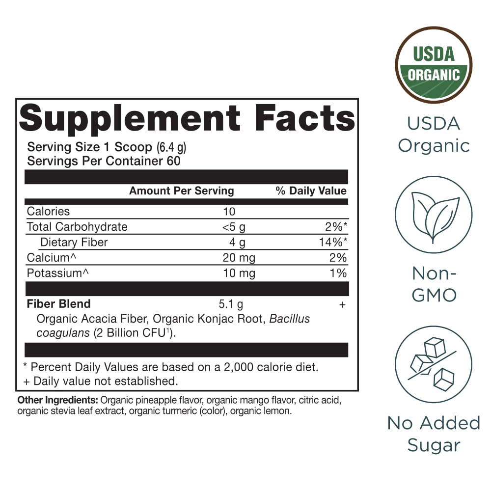Ancient Nutrition Poudre de Fibre Acacia Bio 458g Ananas Mangue vue arrière