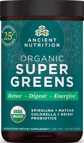 Ancient Nutrition Poudre de Super Greens Bio 322g vue de face