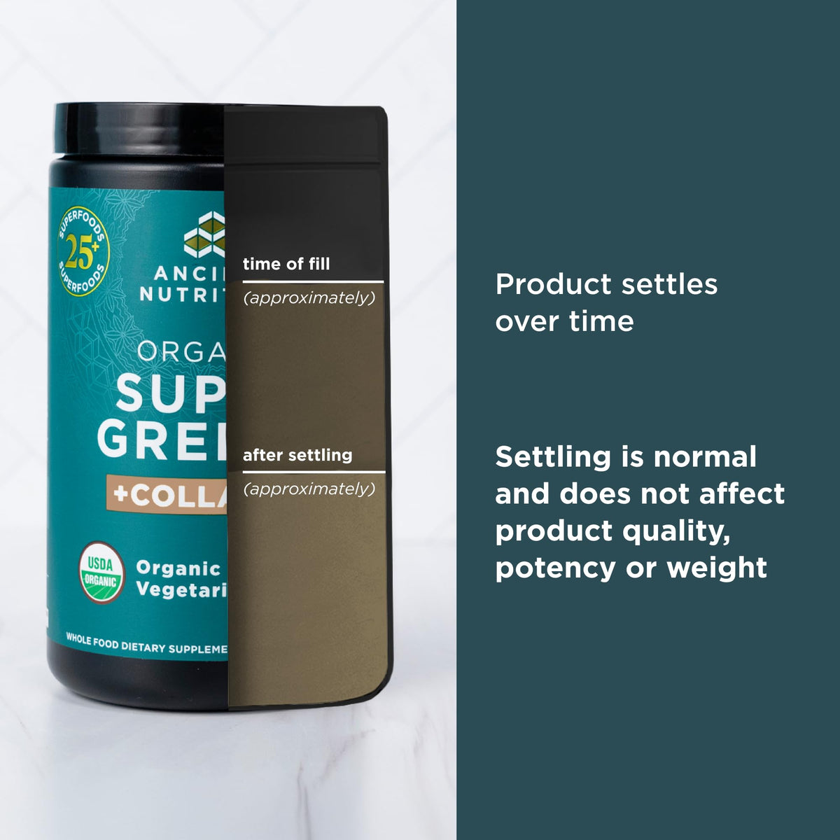Ancient Nutrition Poudre de Super Greens Bio + Collagène dans un smoothie