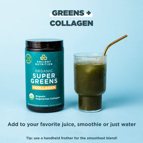 Ancient Nutrition Poudre de Super Greens Bio + Collagène vue de côté