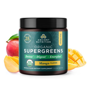 Ancient Nutrition Poudre Super Greens Bio Mangue 159g vue de face