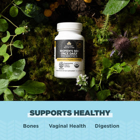 Ancient Nutrition Probiotiques Biologiques Certifiés 50+ capsules sur une table