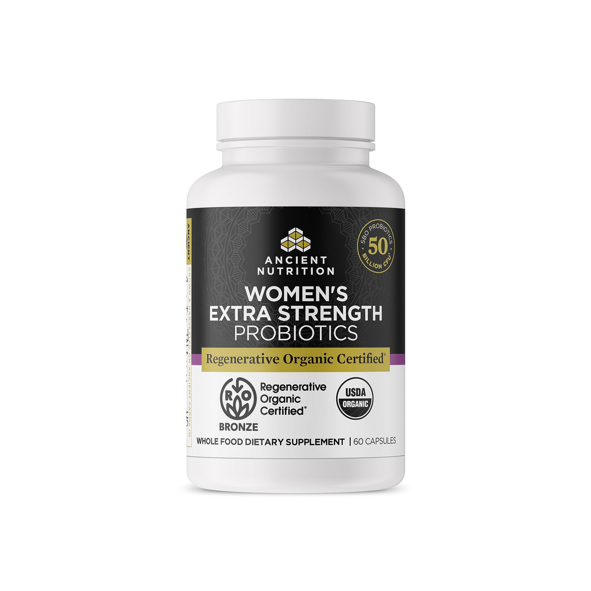 Ancient Nutrition Probiotiques Extra Fortes Femmes 60 capsules avant