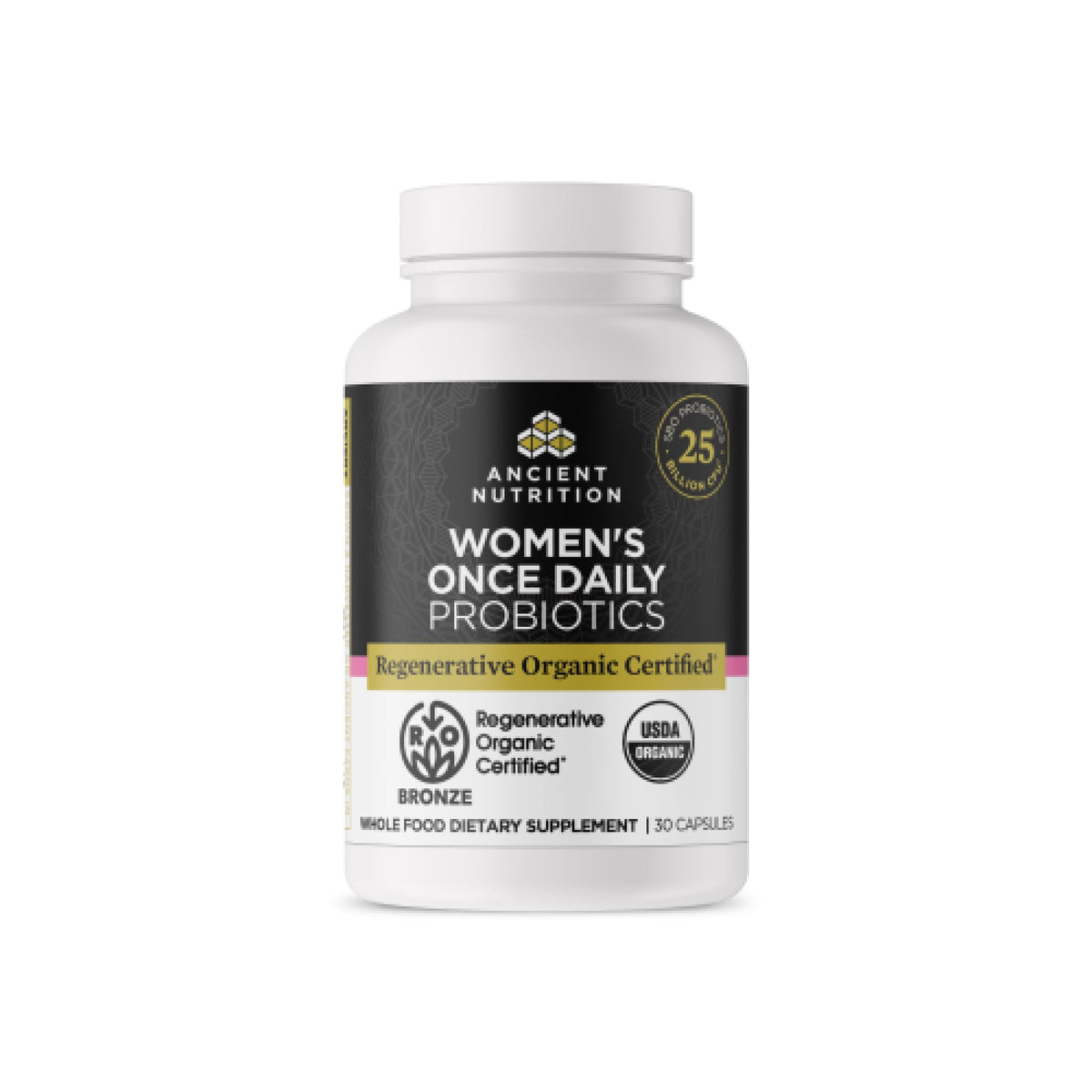 Ancient Nutrition Probiotiques Organique Certifié pour Femmes, vue de face
