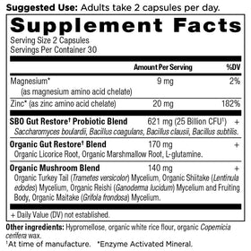Ancient Nutrition SBO Probiotiques Gut Restore capsules sur une table