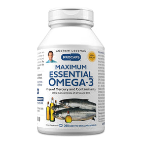 ANDREW LESSMAN Huile de Poisson Omega-3 Essentielle 1200mg 360 gélules vue de face