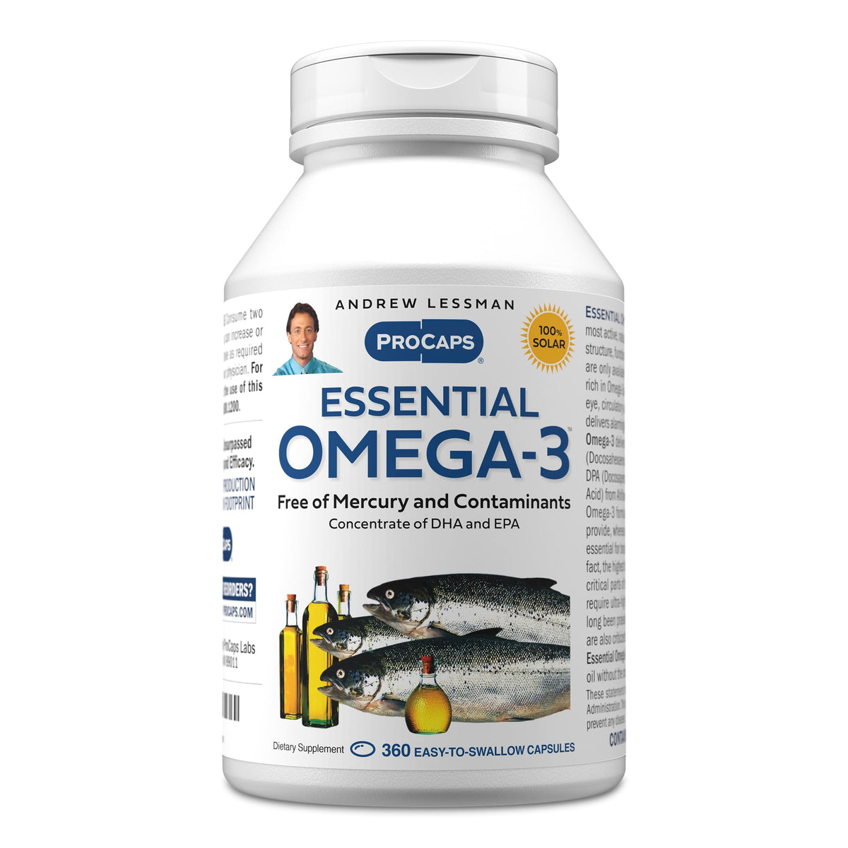 ANDREW LESSMAN Omega-3 huile de poisson 360 gélules molles vue de face