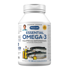 ANDREW LESSMAN Omega-3 huile de poisson 360 gélules molles vue de face