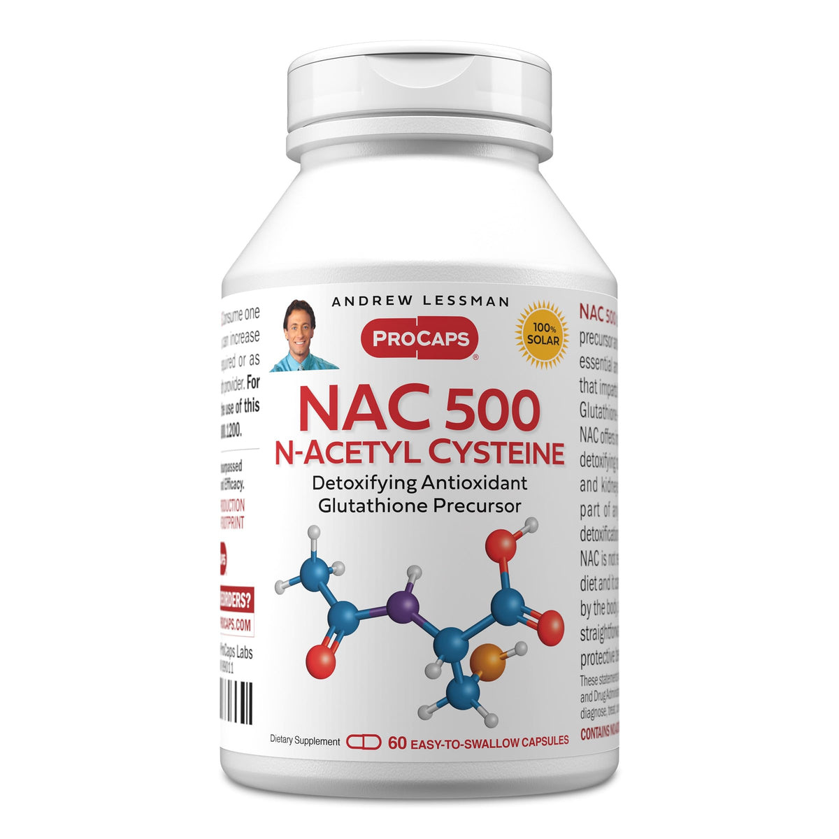 ANDREW LESSMAN ProCaps NAC 500 N-Acétal Cystéine 60 Capsules - Vue avant