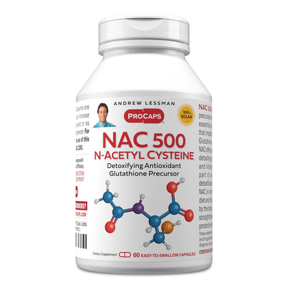 ANDREW LESSMAN ProCaps NAC 500 N-Acétal Cystéine 60 Capsules - Vue avant