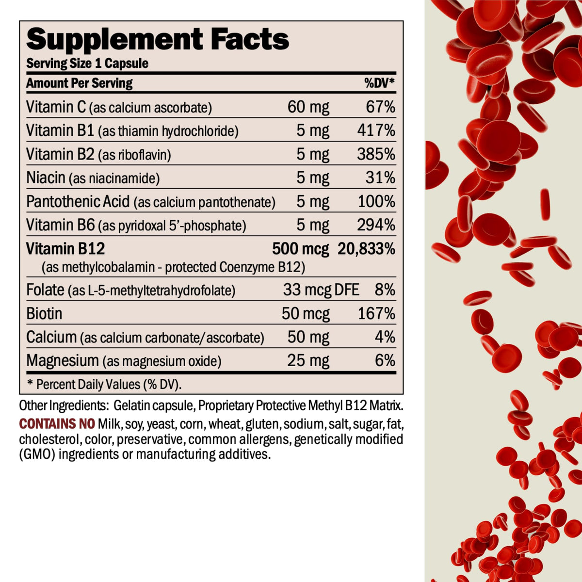 ANDREW LESSMAN Vitamine B12 500 mcg 180 capsules vue arrière