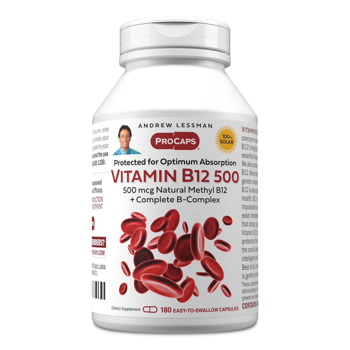 ANDREW LESSMAN Vitamine B12 500 mcg 180 capsules vue avant