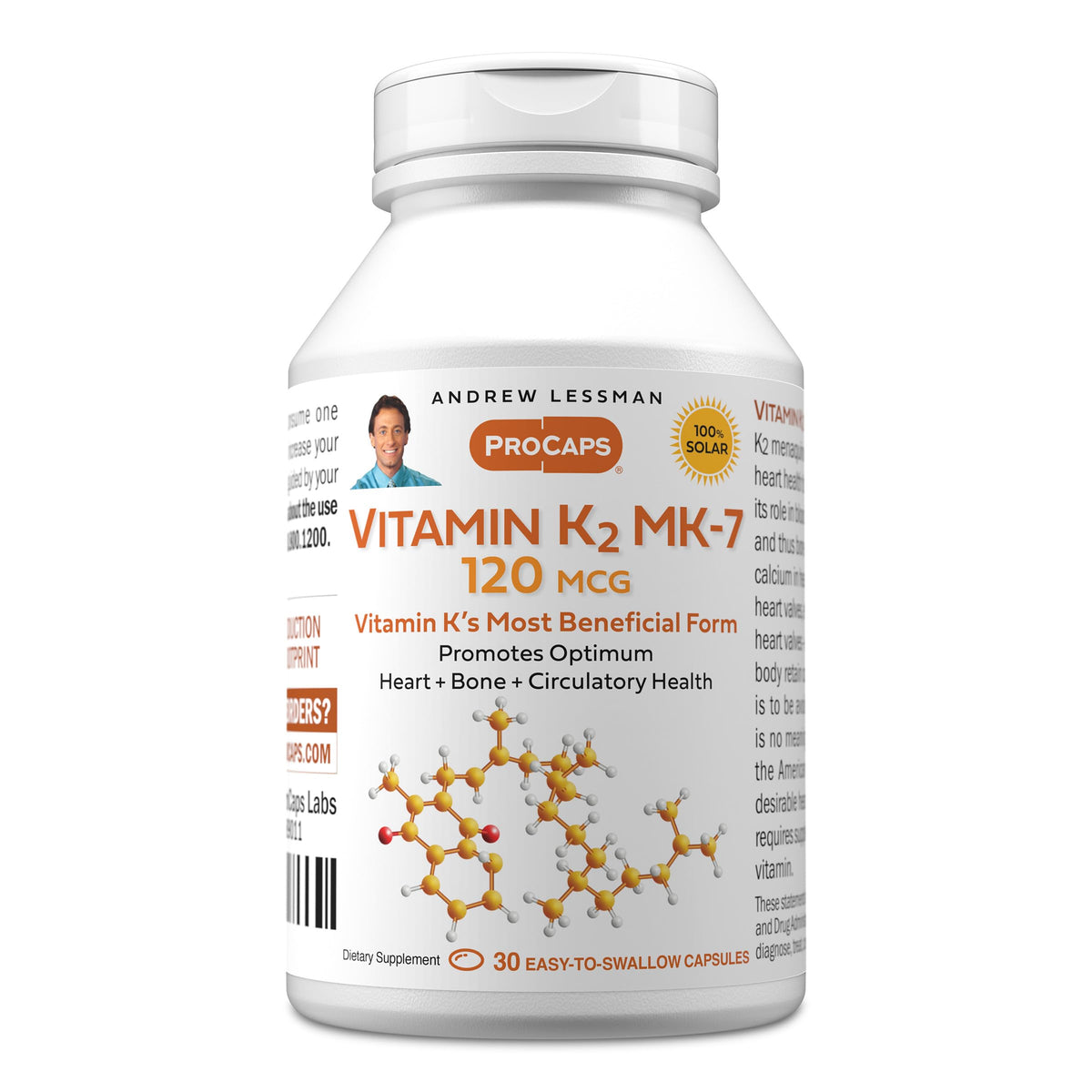 ANDREW LESSMAN Vitamine K2 MK-7 120 mcg gélules molles front view