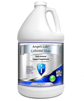 Angels Lab Argent Colloïdal 10 PPM bouteille 128 fl oz vue de face