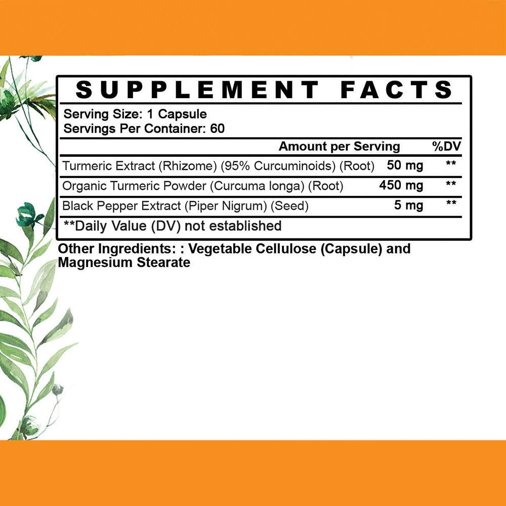 Angry Supplements Curcuma Vegan 60 capsules vue arrière avec ingrédients